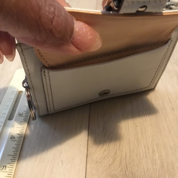 Coach cream leather wallet with key fob and silver colored accents - Picture 2 of 5